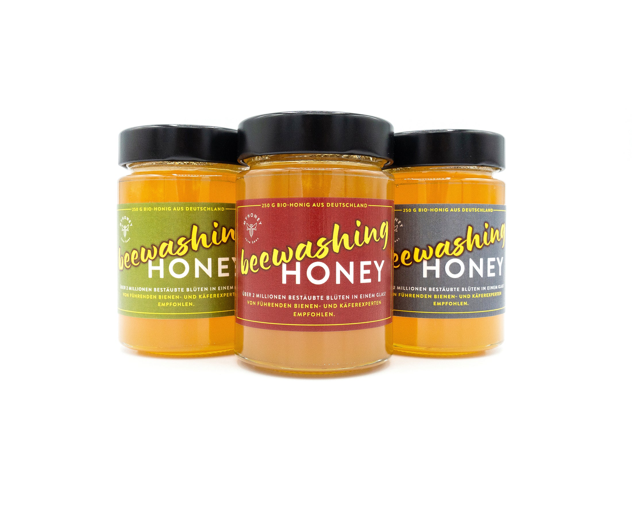 Drei Gläser BEEWASHING HONEY