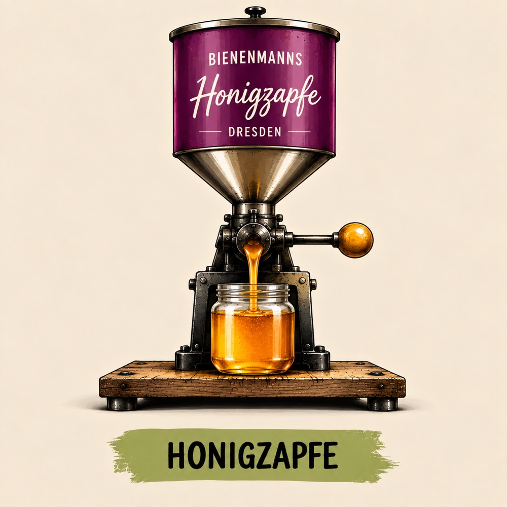 Zeichnung: Bienenmanns Honigzapfe füllt ein Glas