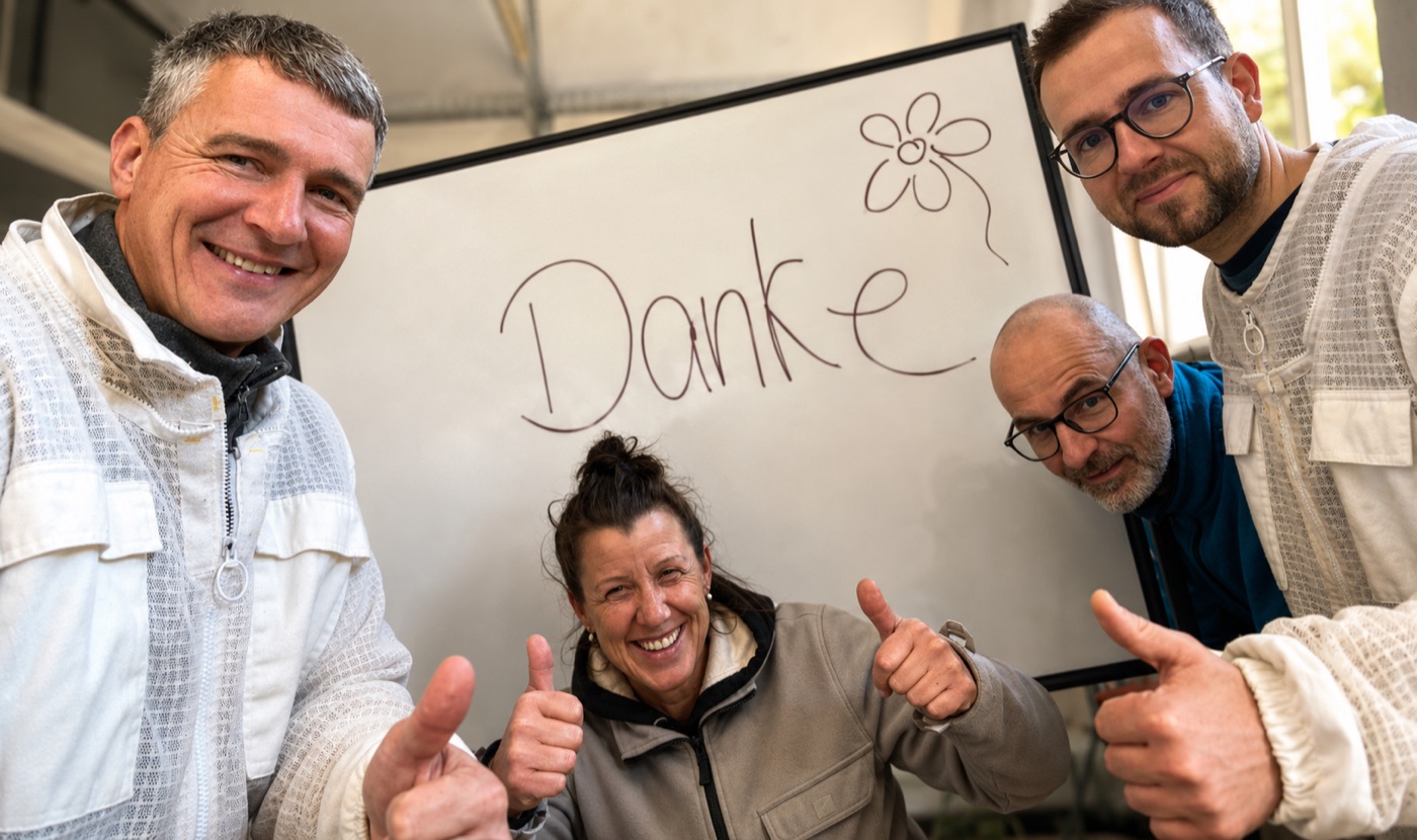 Das Team der Imkerei: Jens, Inge, Stefan und Rico